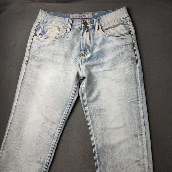 Vintage Halifax Jeans Mens 34x32 Light Distressed Flap Baggy Y2k Wide Leg Denim - Picture 2 of 12